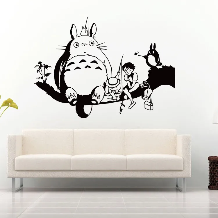 Cartoon Totoro On The Three Bedroom Removable Wall Sticker