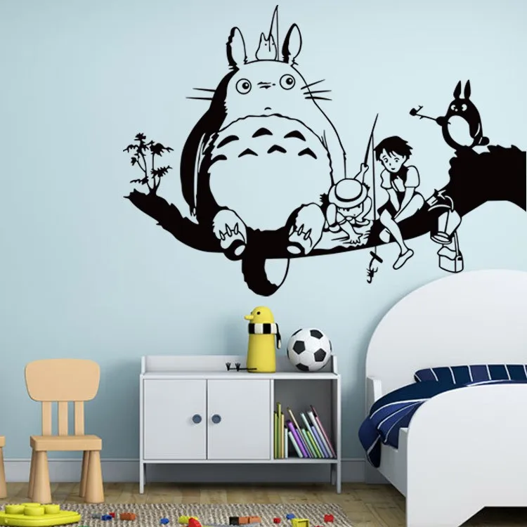Cartoon Totoro On The Three Bedroom Removable Wall Sticker