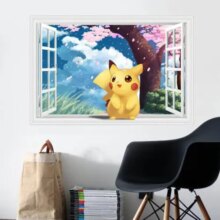 Pokemon Pikachu 3D Cartoon Window Room Decor Wall Sticker Poster Pokemon Pikachu 3D Cartoon Window Room Decor Wall Sticker Poster