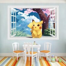 Pokemon Pikachu 3D Cartoon Window Room Decor Wall Sticker Poster Pokemon Pikachu 3D Cartoon Window Room Decor Wall Sticker Poster