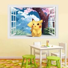 Pokemon Pikachu 3D Cartoon Window Room Decor Wall Sticker Poster Pokemon Pikachu 3D Cartoon Window Room Decor Wall Sticker Poster