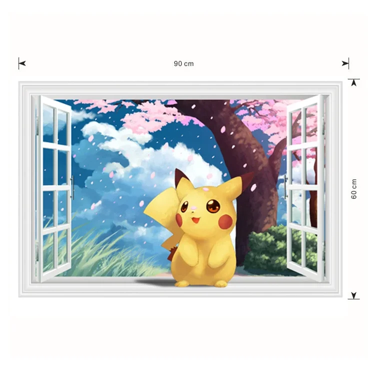 Pokemon Pikachu 3D Cartoon Window Room Decor Wall Sticker Poster