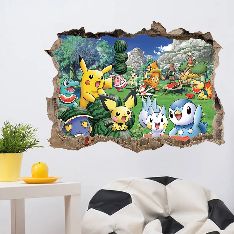Pokemon Pikachu Watermelon 3D Cartoon Wall Sticker Poster