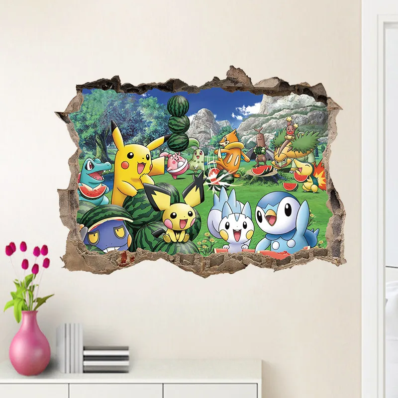 Pokemon Pikachu Watermelon 3D Cartoon Wall Sticker Poster