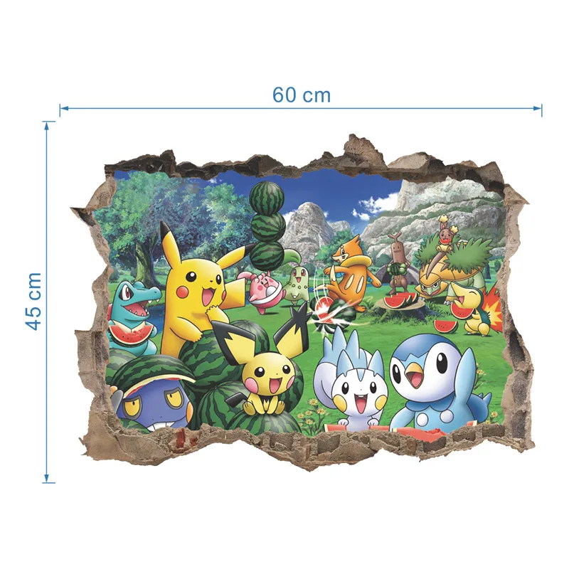 Pokemon Pikachu Watermelon 3D Cartoon Wall Sticker Poster