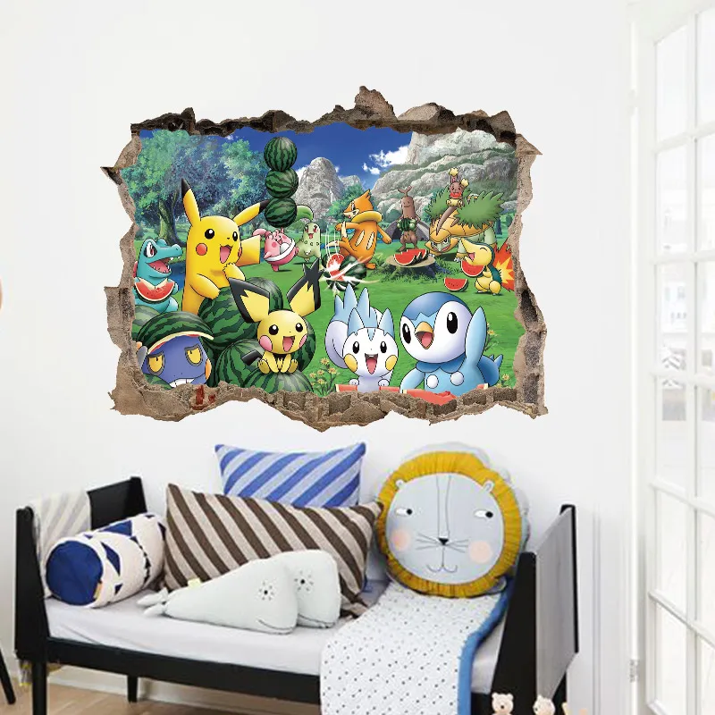Pokemon Pikachu Watermelon 3D Cartoon Wall Sticker Poster