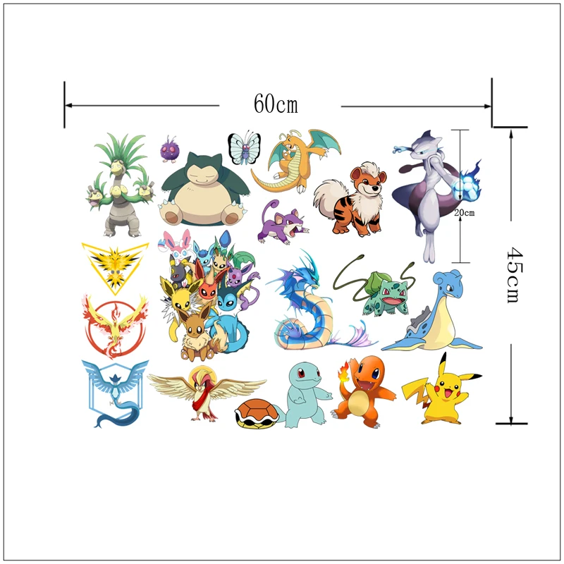 Cartoon Pokemon Room Wall Decor Removable Stickers