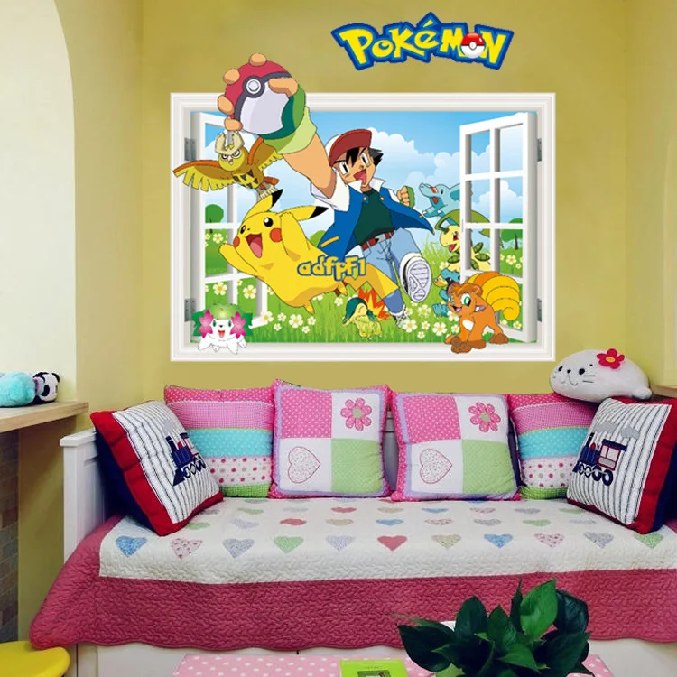3D Cartoon Pokemon Room Decor Window Wall Sticker Poster