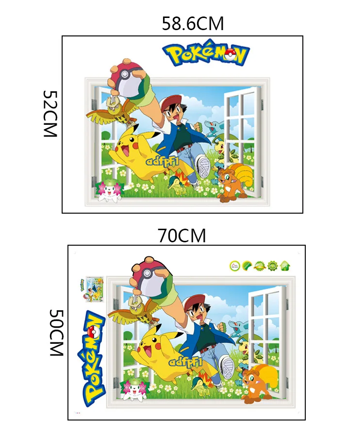 3D Cartoon Pokemon Room Decor Window Wall Sticker Poster