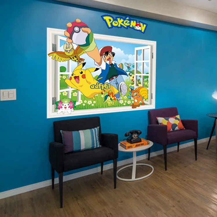 3D Cartoon Pokemon Room Decor Window Wall Sticker Poster