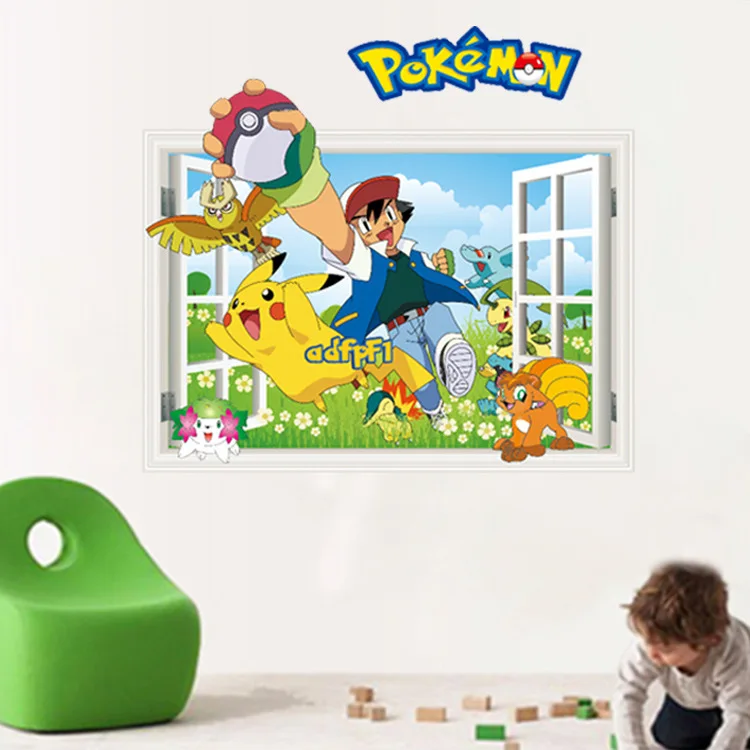 3D Cartoon Pokemon Room Decor Window Wall Sticker Poster