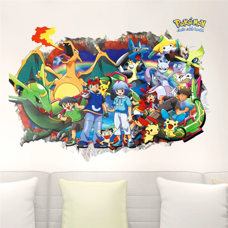3D Cartoon Pikachu Pokemon Wall Stickers