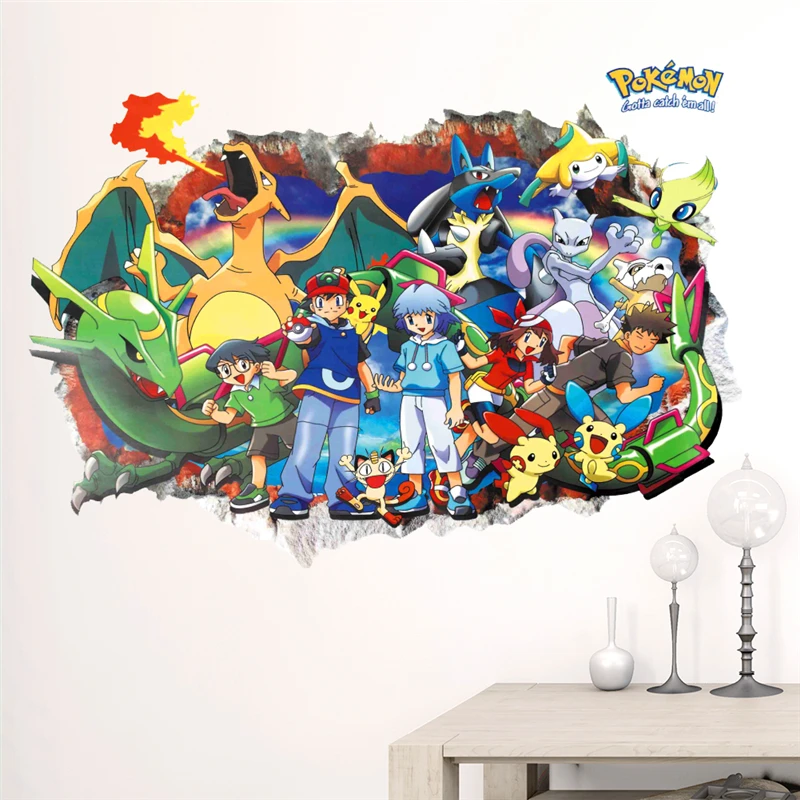 3D Cartoon Pikachu Pokemon Wall Stickers