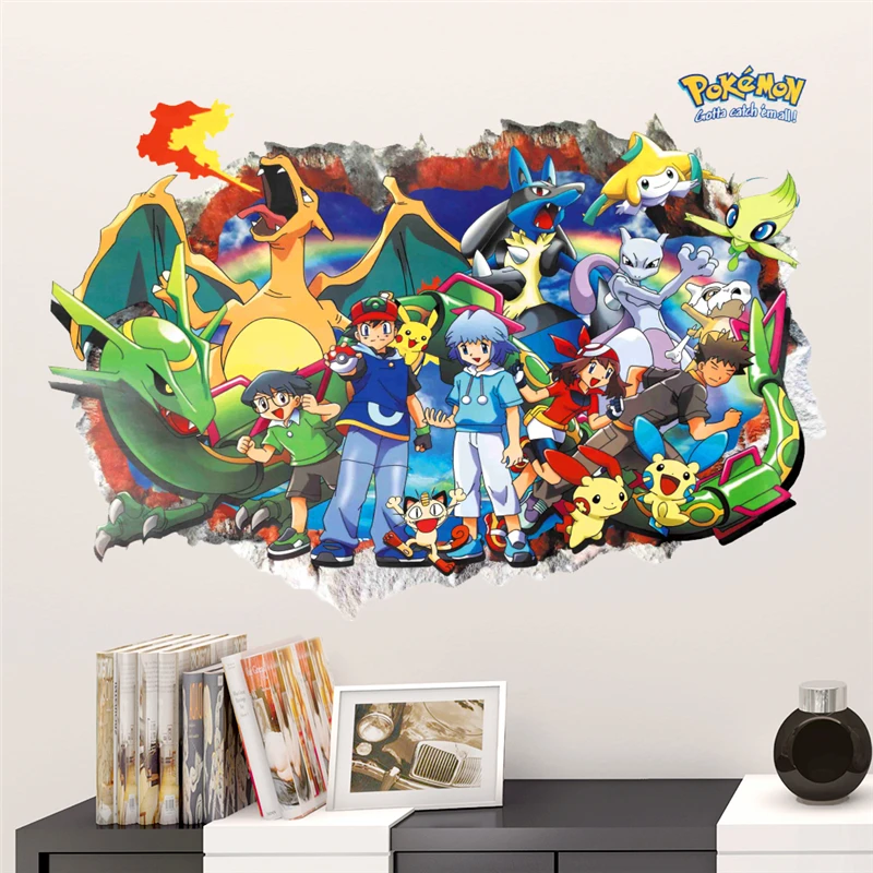3D Cartoon Pikachu Pokemon Wall Stickers