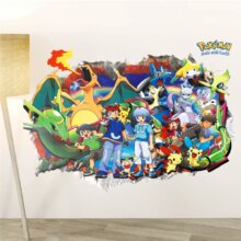 3D Cartoon Pikachu Pokemon Wall Stickers 3D Cartoon Pikachu Pokemon Wall Stickers