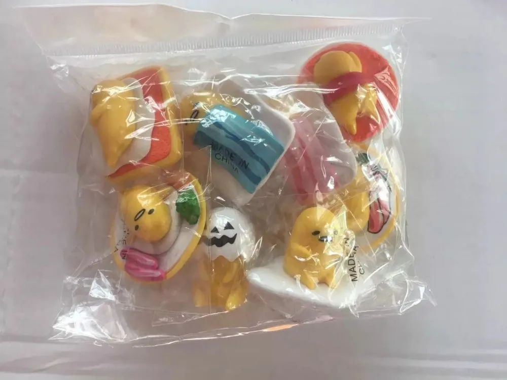 8 Pcs Set Sanrio Gudetama Lazy Egg Mini Plastic Ornament Action Figure Toy