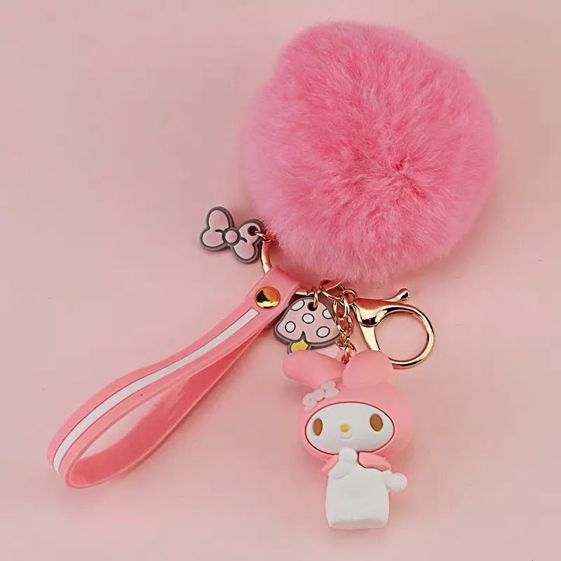 My Melody Cinnamoroll Sanrio Series fur Ball Keychain