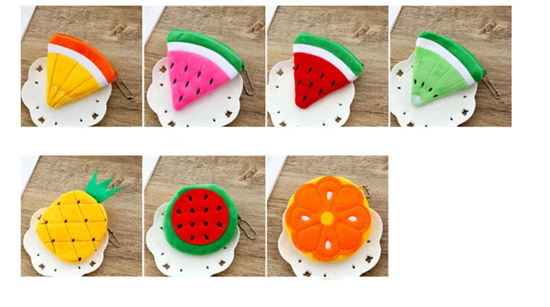 Fruit Watermelon/Lemon Shape Pocket Coin Purse Keychain