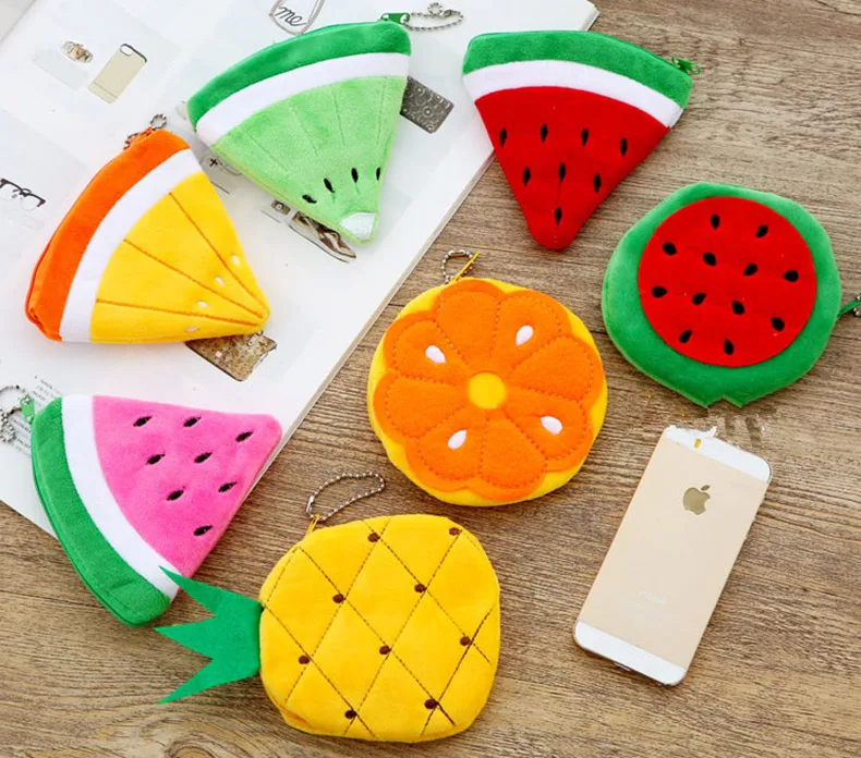 Fruit Watermelon/Lemon Shape Pocket Coin Purse Keychain