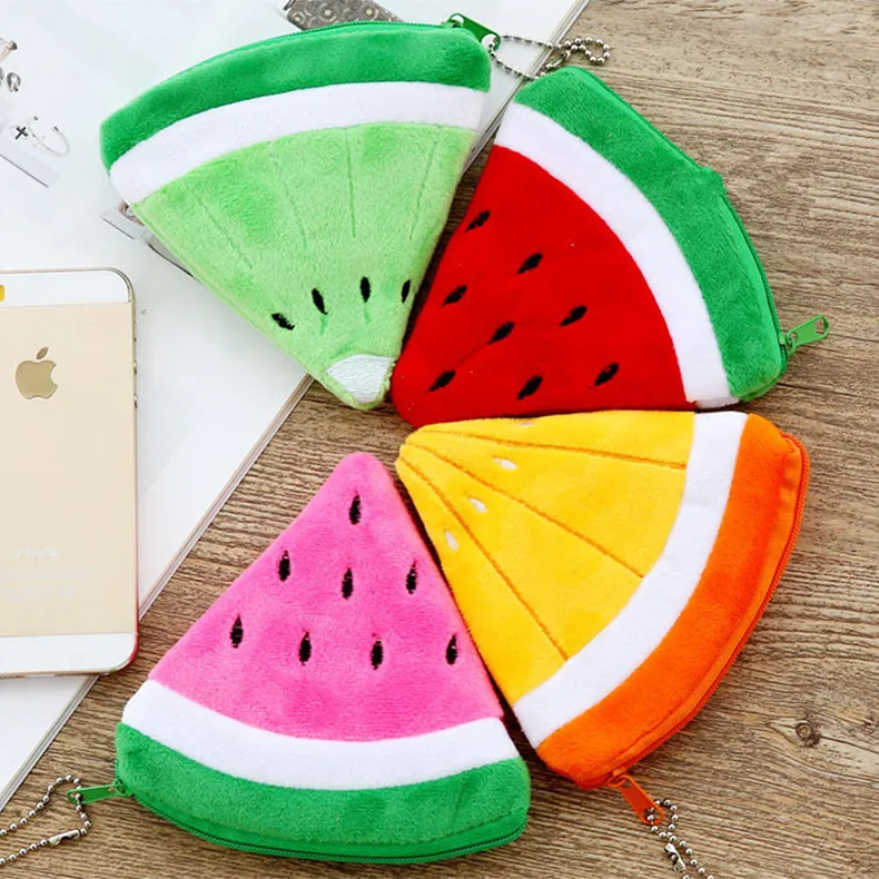 Fruit Watermelon/Lemon Shape Pocket Coin Purse Keychain