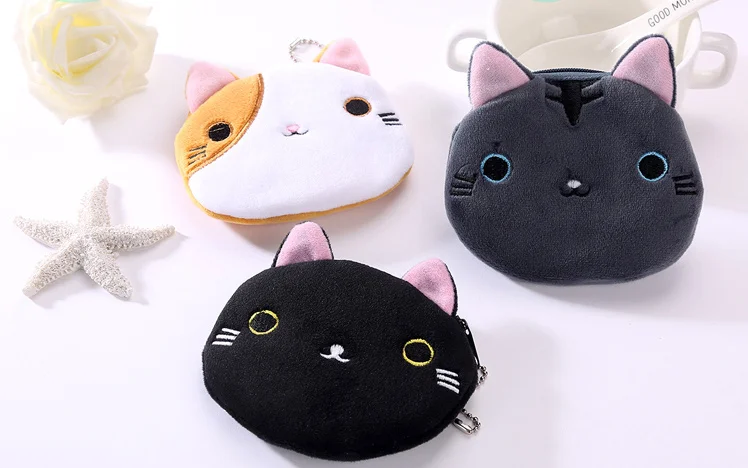 Cat Cartoon Pocket Purse Plush Coin Pouch