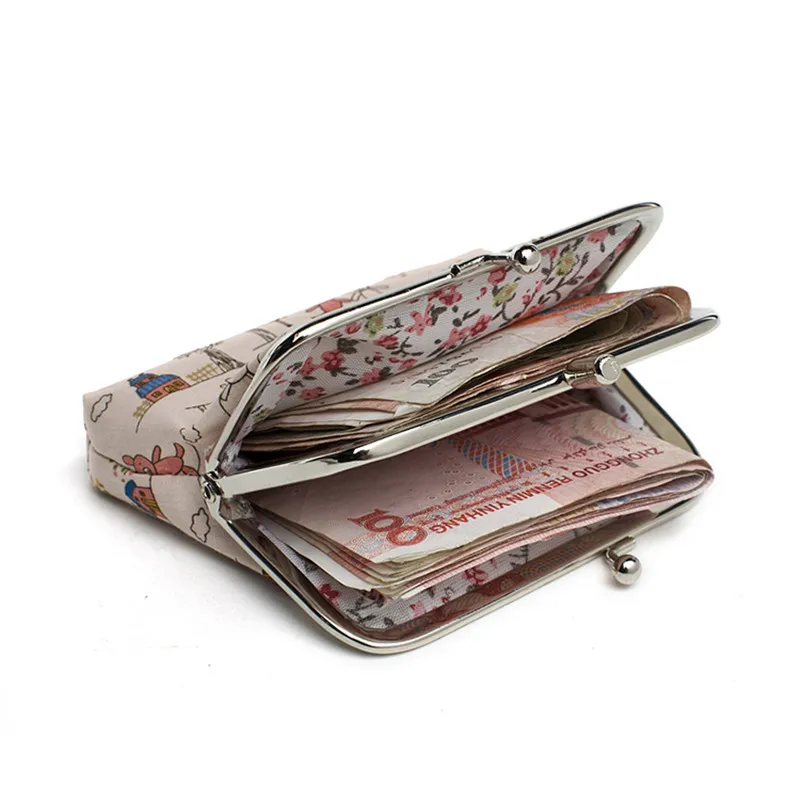 Bear And Flower Canvas Small Mini Bag Coin Plush Wallet