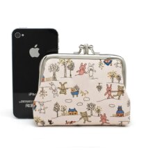 Bear And Flower Canvas Small Mini Bag Coin Plush Wallet Bear And Flower Canvas Small Mini Bag Coin Plush Wallet