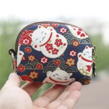 Cat Cartoon Canvas Short Wallet Card Bag Cat Cartoon Canvas Short Wallet Card Bag