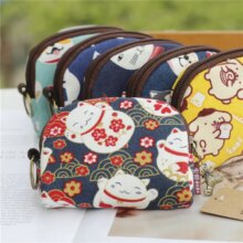 Cat Cartoon Canvas Short Wallet Card Bag Cat Cartoon Canvas Short Wallet Card Bag