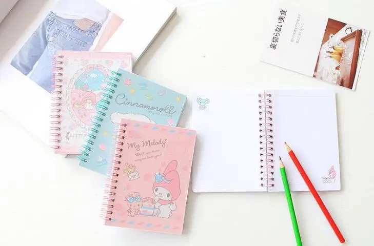 Cartoon My Melody & Cinnamoroll With Twin Star Spiral Coil Notebooks