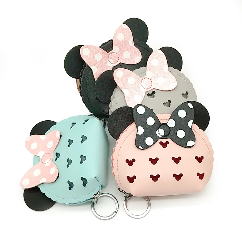 Kawaii Mickey Minnie Mouse Pattern Leather Coin Purse