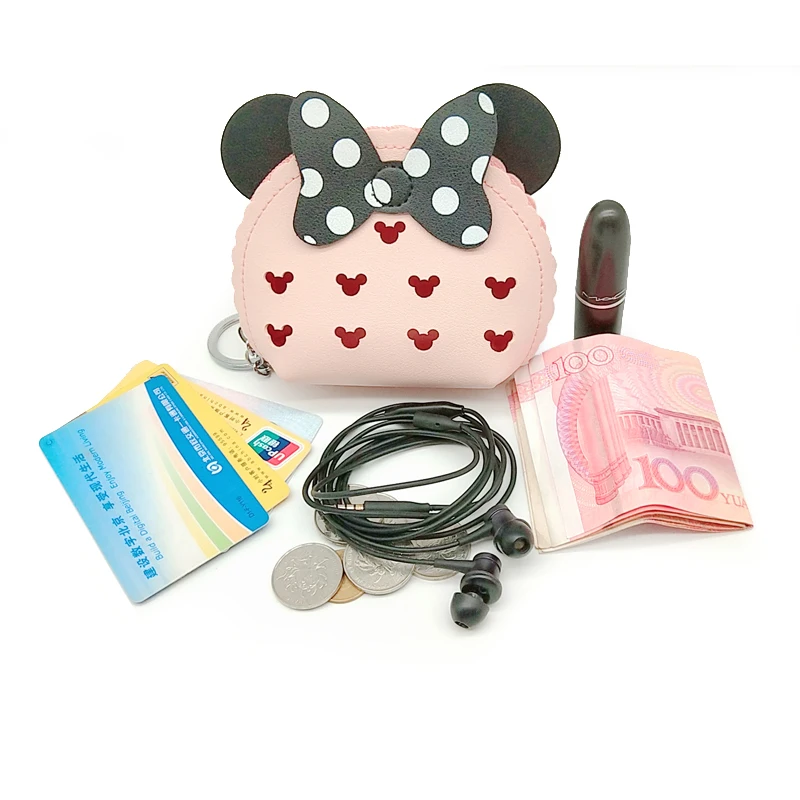 Kawaii Mickey Minnie Mouse Pattern Leather Coin Purse