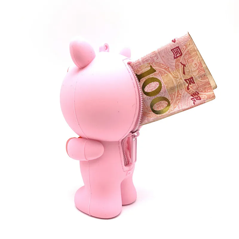 Pig Style Cartoon Silicone Coin Purse / Pencil Case