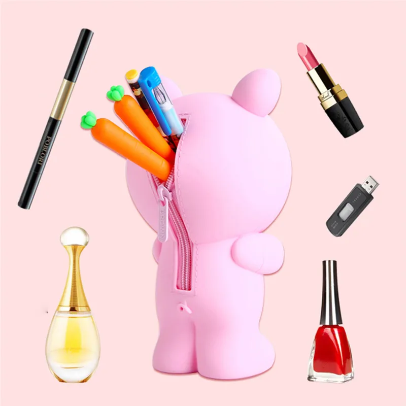 Pig Style Cartoon Silicone Coin Purse / Pencil Case