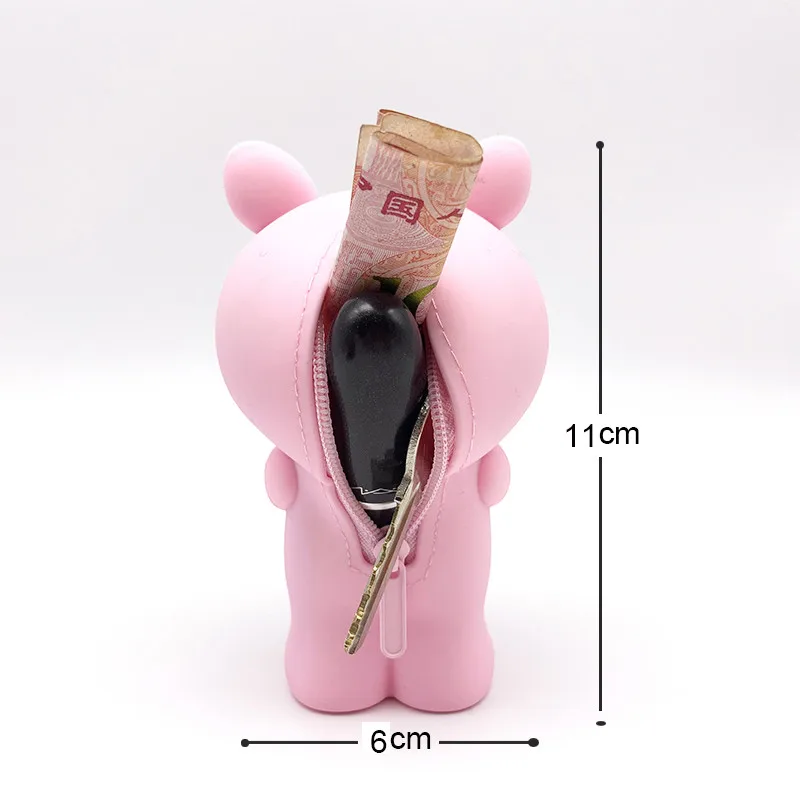 Pig Style Cartoon Silicone Coin Purse / Pencil Case