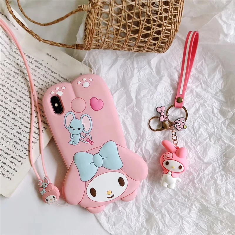 3D Doll Melody & Cinnamoroll Dog Cartoon Soft Phone Case