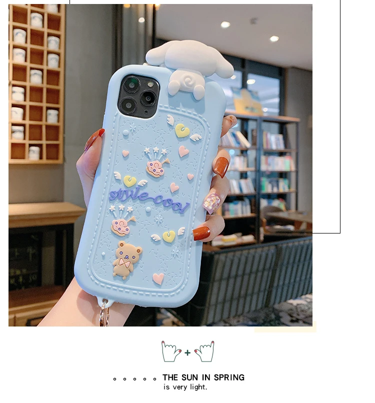 Cartoon 3D Cinnamoroll Baby Soft Phone Case Cover + Pendant Straps Cartoon 3D Cinnamoroll Baby Soft Phone Case Cover + Pendant Straps