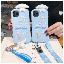 Cartoon 3D Cinnamoroll Baby Soft Phone Case Cover + Pendant Straps Cartoon 3D Cinnamoroll Baby Soft Phone Case Cover + Pendant Straps