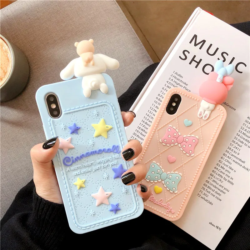 3D Cartoon Melody & Cinnamoroll Design Soft Back Cover