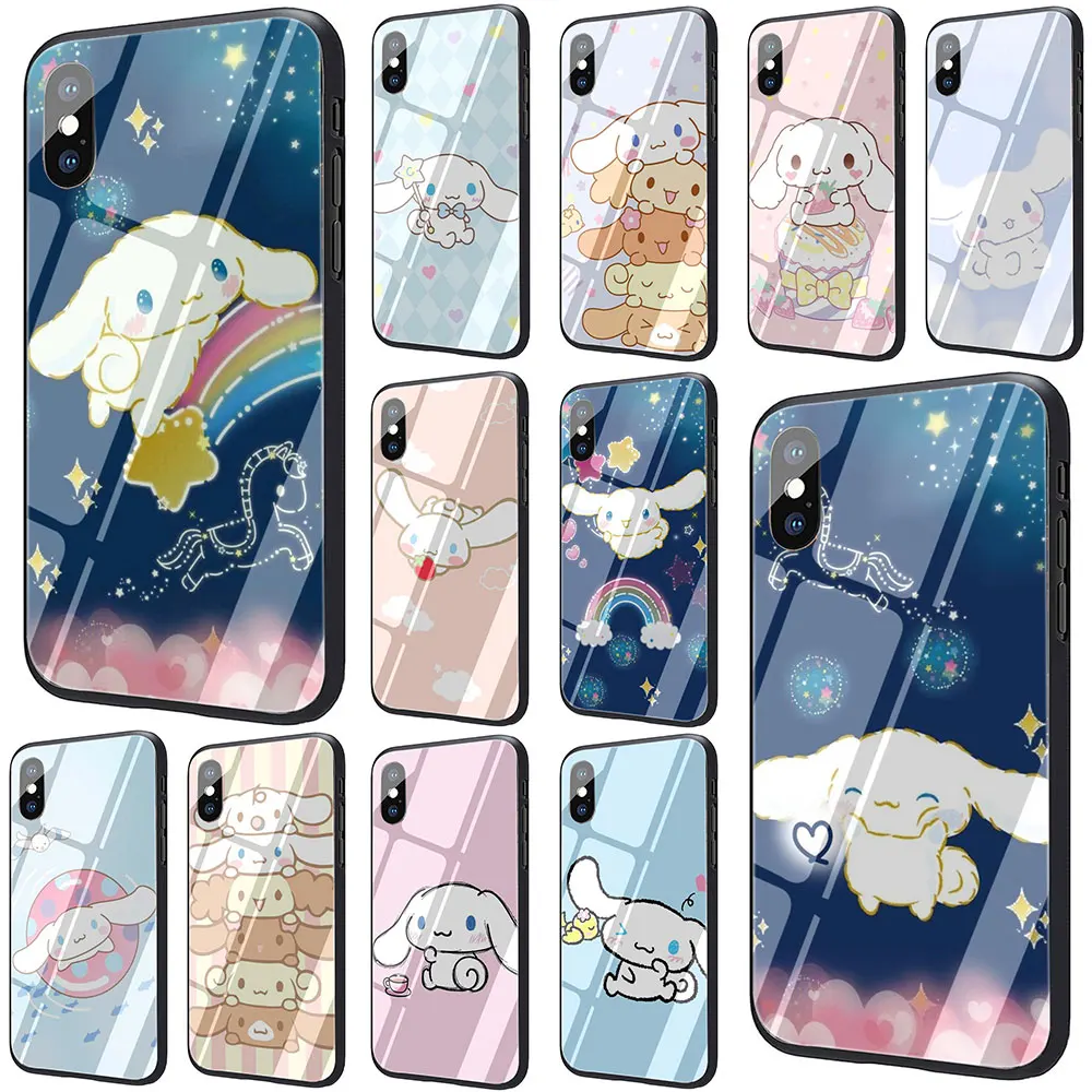 Cinnamoroll Cartoon Tempered Glass Phone Case For IPhone