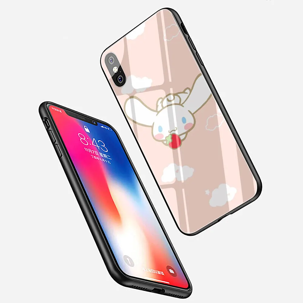 Cinnamoroll Cartoon Tempered Glass Phone Case For IPhone