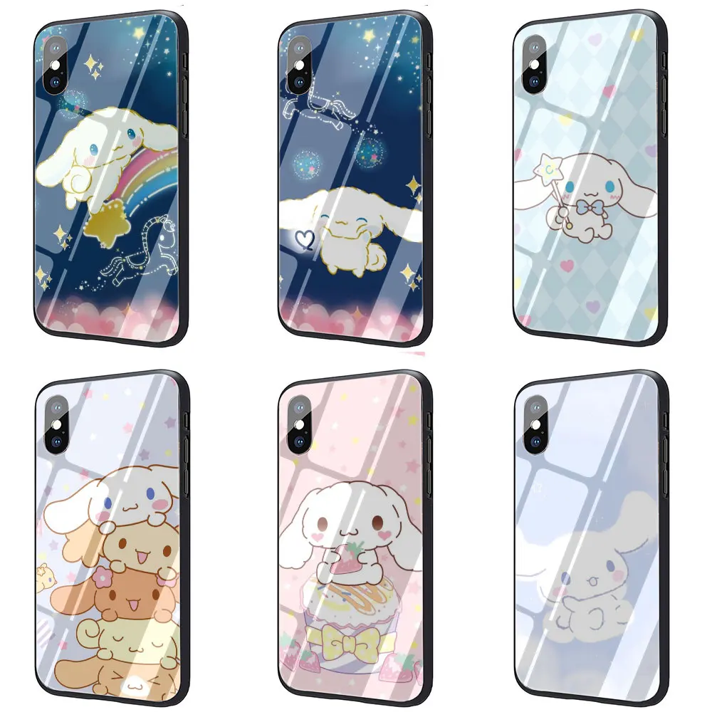 Cinnamoroll Cartoon Tempered Glass Phone Case For IPhone