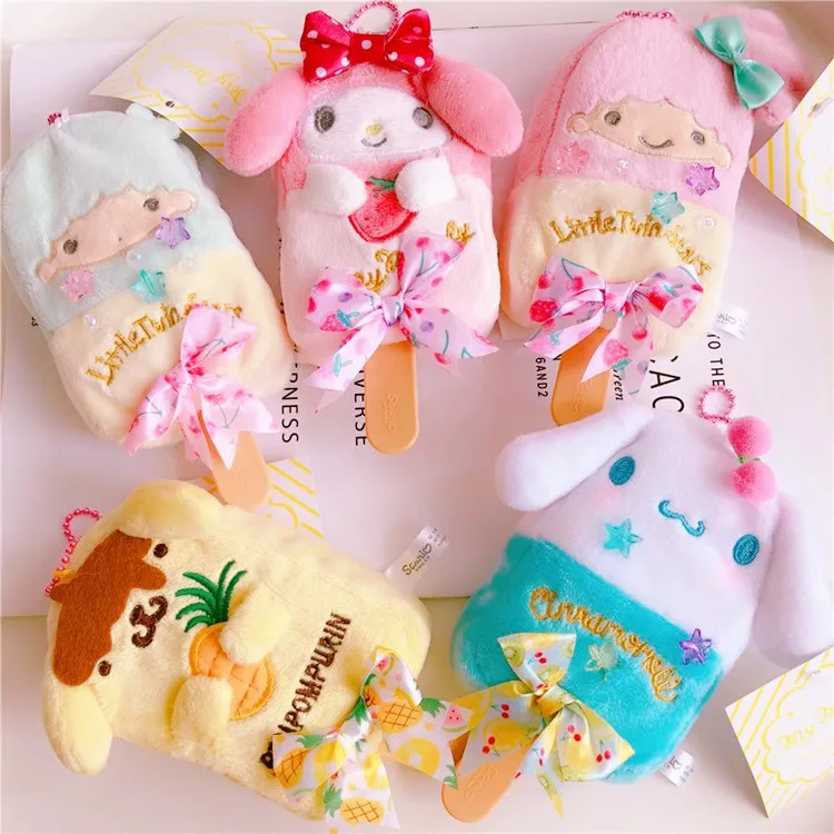 My Melody And Pudding Cinnamoroll Dog Cartoon Ice Cream Style Soft Plush Stuffed Toy