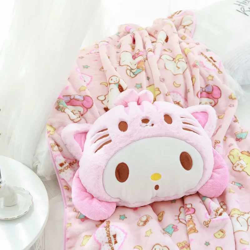 Melody Twins Star Soft Plush Cushion + Coral Velvet Blanket