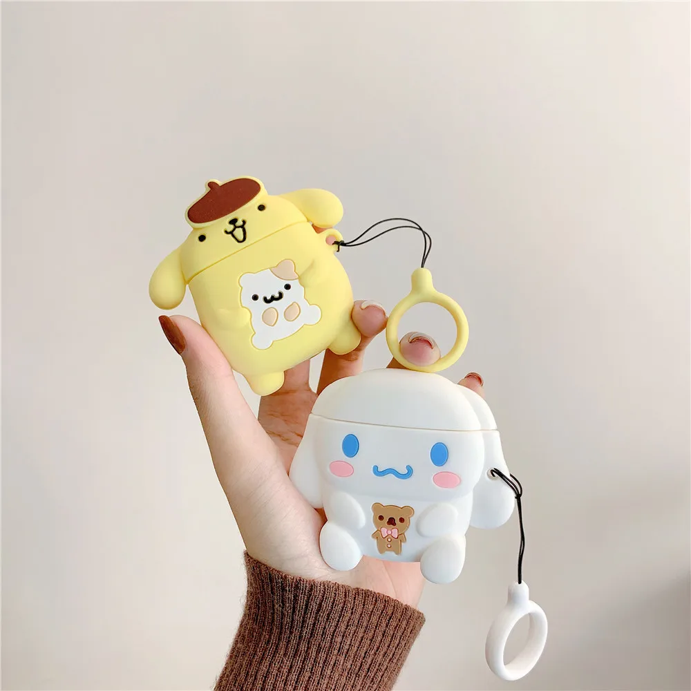 Cartoon Cinnamoroll Pompom Purin Silicone Case For Apple Airpods Cartoon Cinnamoroll Pompom Purin Silicone Case For Apple Airpods