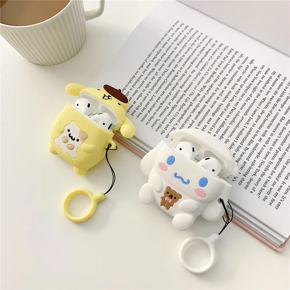 Cartoon Cinnamoroll Pompom Purin Silicone Case For Apple Airpods Cartoon Cinnamoroll Pompom Purin Silicone Case For Apple Airpods