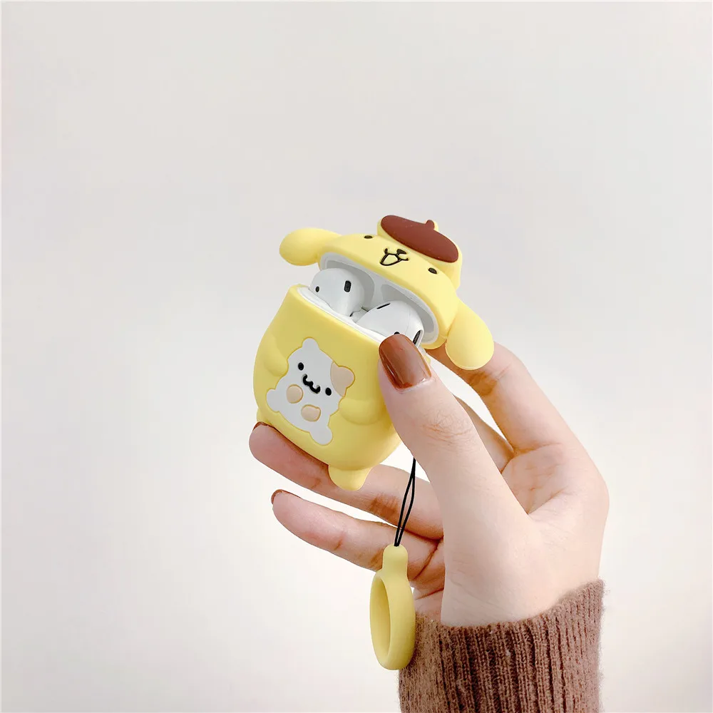 Cartoon Cinnamoroll Pompom Purin Silicone Case For Apple Airpods Cartoon Cinnamoroll Pompom Purin Silicone Case For Apple Airpods