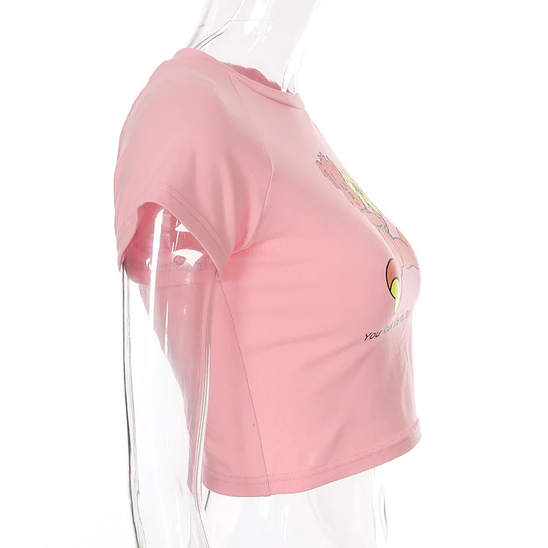 Cartoon Short Sleeve Casual Crop Top