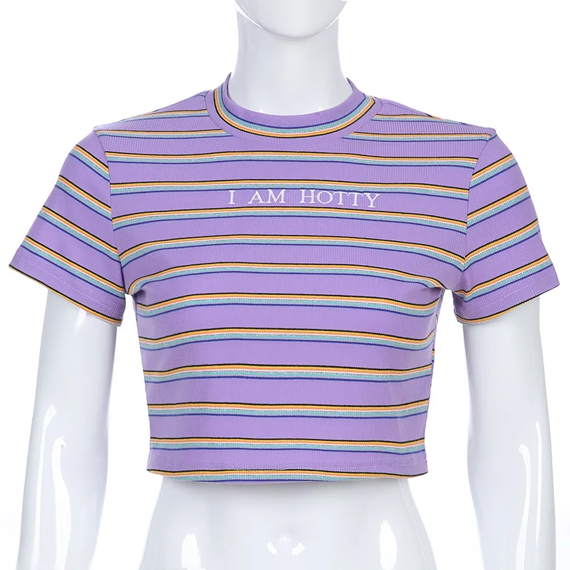 Cartoon Short Sleeve Casual Crop Top