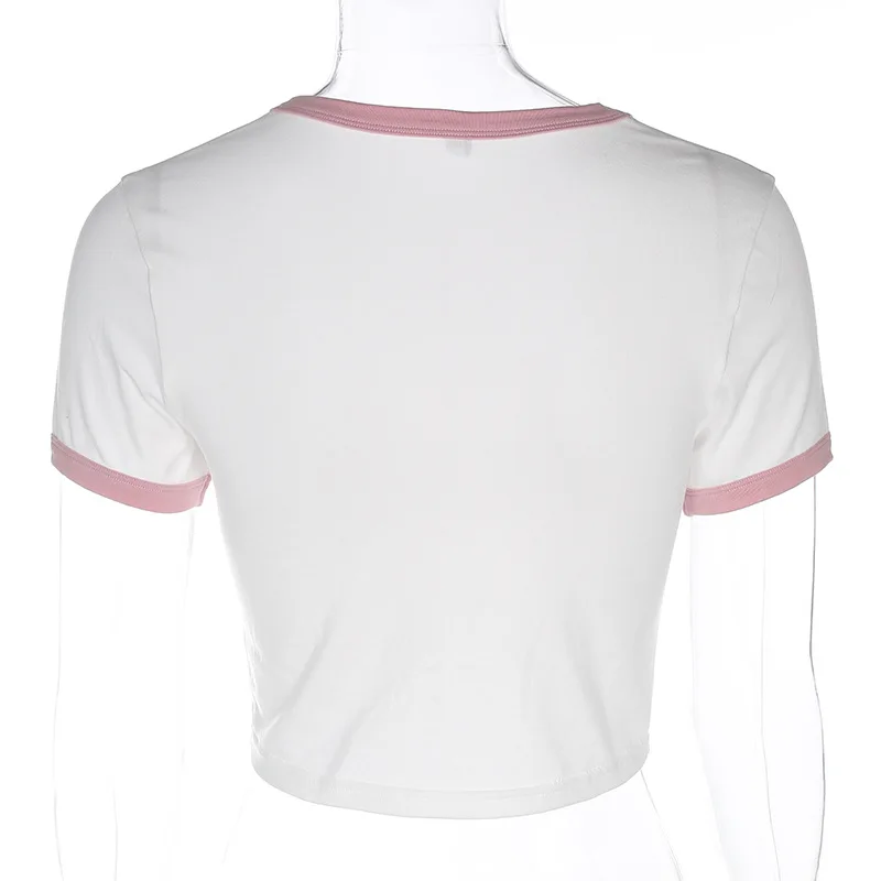 Cartoon Short Sleeve Casual Crop Top